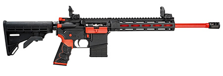 [850050173007] Tippmann Arms A101342 M4-22 Redline 22 LR 10+1 16" Red Duracoat Fluted Threaded Barrel, Matte Black Aluminum Receiver w/Picatinny Rail, M-LOK Handguard, Composite Forend, Black Adj CAR15 Polymer Stock