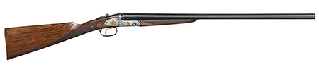 [8057829617287] F.A.I.R. FRISSL1228 Iside Select 12 Gauge Break Open 2rd 28" Black Side By Side Barrel, Polished Silver w/Gold Inlay Receiver, English Style Oiled Walnut Stock, Technichoke XP50 Choke System