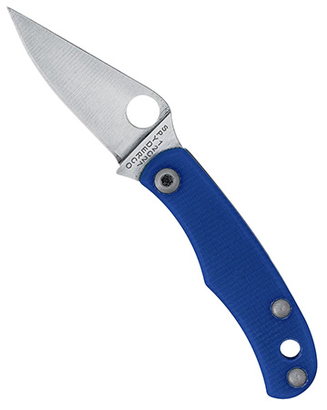 [716104000432] Spyderco C133GBLP Bug 1.27" Satin 12C27 Sandvik SS Blade, Blue Textured G10 Handle