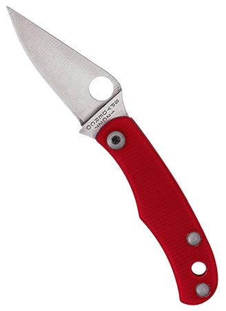 [716104000388] Spyderco C133GRDP Bug 1.27" Satin 12C27 Sandvik SS Blade, Red Textured G10 Handle