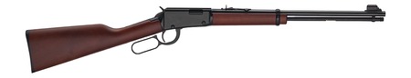 [619835011428] Henry H00122M Classic 22 WMR 12+1 18.50" Blued Round Barrel, Black Aluminum Grooved Receiver, American Walnut Straight Grip Stock