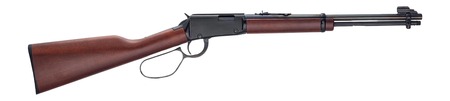 [619835011466] Henry H001L22M Classic 22 WMR 12+1 18.50" Blued Round Barrel, Black Aluminum Grooved Receiver, American Walnut Straight Grip Stock