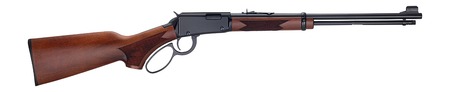 [619835011527] Henry H001PG22M Western 22 WMR 12+1 18.50" Blued Round Barrel, Black Aluminum Grooved Receiver, American Walnut Fixed w/Pistol Grip Stock