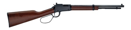 [619835011589] Henry H001TRP22 Tracker Carbine 22 S/L/LR 13/14/18+1 16.50" Blued Octagon Barrel, Black Aluminum Grooved Receiver, American Walnut Straight Grip Stock