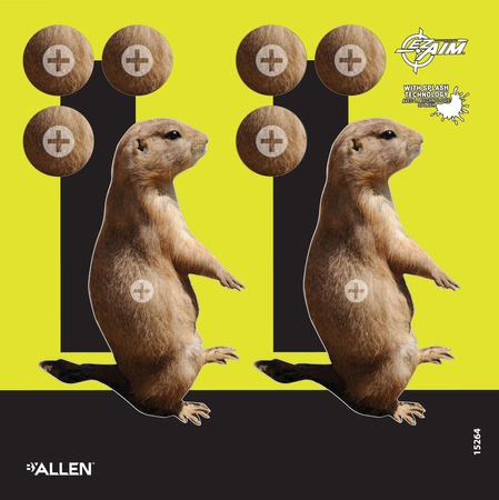 [026509046738] Allen 15264 EZ Aim Splash Reactive Target Prairie Dog Hanging Paper 8"x8" Multi-Color 6Pack