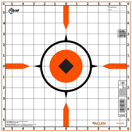 [026509062547] Allen 15576 Sight-In Grid Hanging Paper Universal 12"x12" Bright Orange 10 Pack