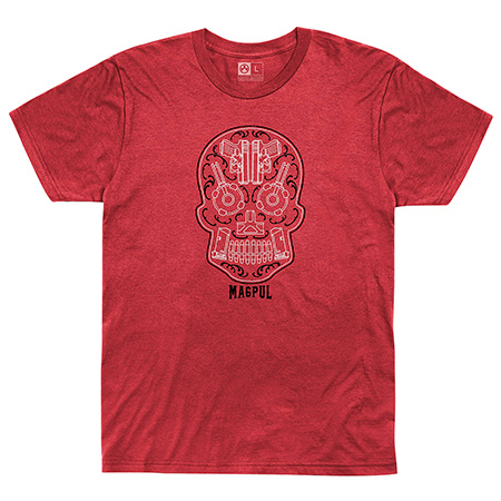 [840415134169] Magpul MAG1217612S Sugar Skull  Red Heather Cotton/Polyester Short Sleeve Small
