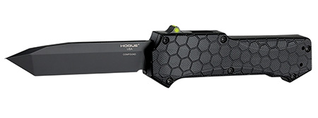 [743108340219] Hogue 34021 Compound  3.50" OTF Tanto Plain Black PVD CPM 30CV SS Blade, Black Textured Aluminum/G10 Handle