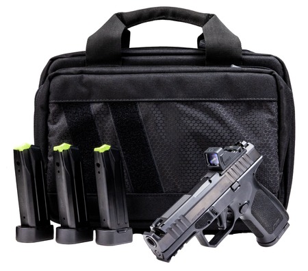 [850067485506] Rost Martin RM1CBLKOSP(COMP)SPL RM1C Comp Bundle 9mm Luger 17+1 4" Compensated Barrel, Black Nitron Steel Integrated Compensator/Serrated w/Optic Slide, Black Polymer Frame w/Picatinny Rail, Textured
