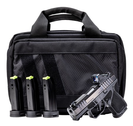 [850067485858] Rost Martin RM1SBLKOSP10CA(COMP)-P RM1S Comp Bundle *CA Compliant 9mm Luger 10+1 3.60" Compensated Barrel, Black Nitron Steel Integrated Compensator/Serrated w/Optic Slide, Black Polymer Frame w/Picat