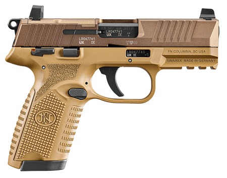 [845737019358] FN 66102318 502 MRD 22 LR 10+1 4" Black Target Crown Barrel, Flat Dark Earth Optic Ready/Serrated Slide, Flat Dark Earth Polymer Frame w/Picatinny Rail, Textured Grip, Ambidextrous
