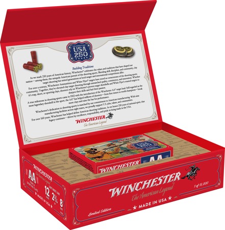 [020892029996] Winchester Ammo AA12250 USA 250th Commemorative Box Series 12Gauge 2.75" 1 1/8oz 8Shot 10 Per Box/6 Case