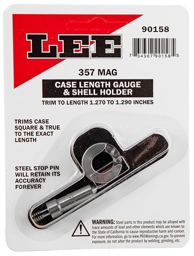 [734307901585] Lee Precision 90158 Case Length Gauge  Silver, 357 Mag, Steel Works With Cutter/Lock Stud Includes Shell Holder