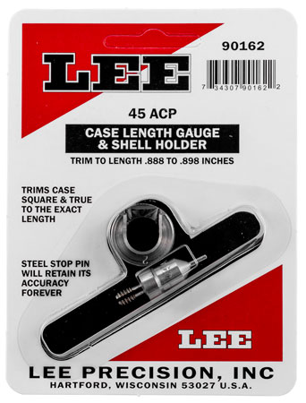 [734307901622] Lee Precision 90162 Case Length Gauge  Silver 45 ACP Steel, Works With Cutter/Lock Stud Includes Shell Holder