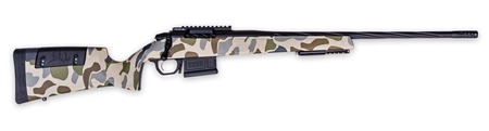 [747115463312] Weatherby 3WRHS25RWR4B 307 Hush Full Size 25 WBY RPM 5+1 22" +2" Graphite Black Cerakote Steel Spiral Fluted Threaded Barrel  &  Receiver w/Picatinny Rail, Arca Rail Forend, Hush Tundra Camo Adj Cheek P