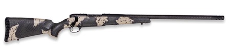 [747115457434] Weatherby MGS01N300PR4B Mark V Backcountry Guide 300 PRC 3+1 22" Carbon Fiber Fluted Threaded Barrel, Black Cerakote Steel Drilled  &  Tapped Receiver, Black w/Olive Green  &  Backpack Accents Fixed Peak