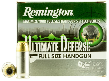 [047700473000] Remington Ammunition 28971 Ultimate Defense Full Size Handgun 45ACP 185gr Brass Jacketed Hollow Point 20 Per Box/25 Case