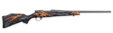 [747115451449] Weatherby VYH222RR2B Vanguard Hunter Compact 22-250 Rem 4+1 20" + 2" Tungsten Cerakote Threaded Barrel, Tungsten Cerakote Drilled  &  Tapped Receiver, Black w/Gray  &  Orange Accents Monte Carlo Polymer S