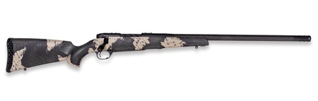 [747115462483] Weatherby MGS01N25CMR4B Mark V Backcountry Guide Full Size 25 Creedmoor 3+1 22" + 2" Carbon Fiber Fluted Threaded Barrel, Black Cerakote Steel Drilled  &  Tapped Receiver, Black w/Olive Green  &  Backpack