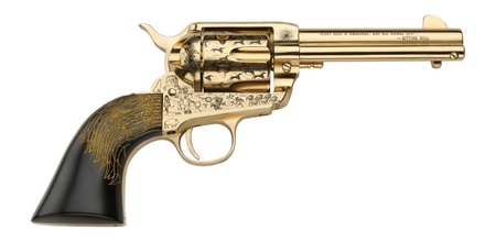 [754213618605] Pietta PFI357KOP434EP 357 Mag 6 Shot 4.75" Ultra Black Engraved w/Eagle Feather Grip