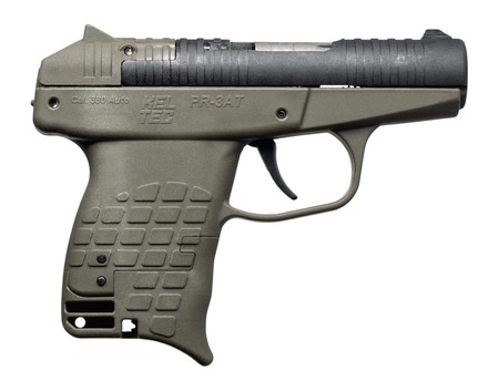 [640832011470] Kel-Tec PR3ATGRN PR-3AT Compact Frame 380 ACP 13+1 2.85" Black Rotating Barrel Shroud, Green Polymer Frame