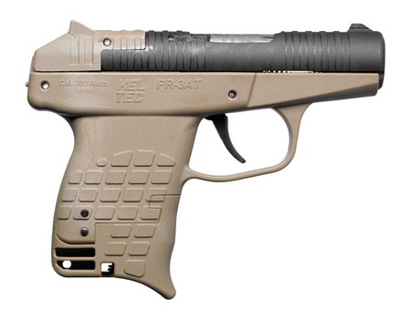 [640832011487] Kel-Tec PR3ATTAN PR-3AT Compact Frame 380 ACP 13+1 2.85" Black Rotating Barrel Shroud, Tan Polymer Frame