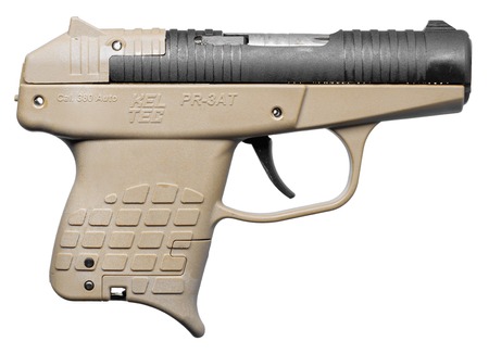 [640832012057] Kel-Tec PR3ATTAN10 PR-3AT Compact Frame 380 ACP 10+1 2.85" Black Rotating Barrel Shroud, Tan Polymer Frame