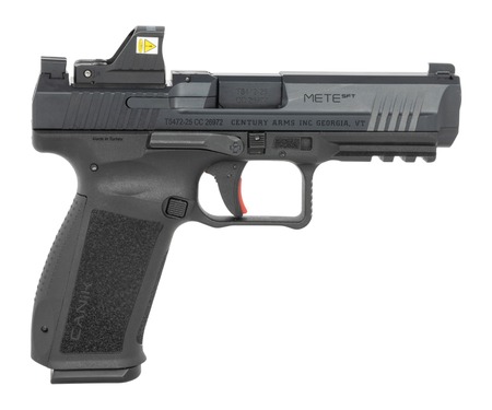 [787450995963] Canik HG6595OSVN Mete SFT One Series w/Optic 9mm Luger 18+1 4.46" Black Barrel, Black Nitride Steel Serrated w/Optic Slide, Black Polymer Frame w/Beavertail  &  Picatinny Rail, Interchangeable Backstrap