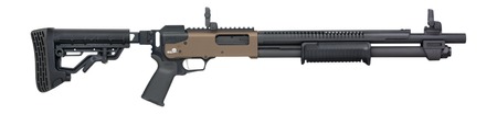 [015813502337] Mossberg 50233 590R  12 Gauge Pump 3" 6+1 18.50" Black Parkerized Integrated Heat Shield Barrel, Flat Dark Earth Cerakote Receiver w/Picatinny Rail, Black Chisel Folding Synthetic Stock, Black Magpul