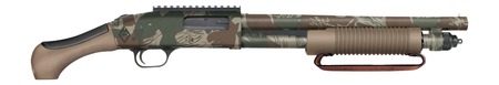 [015813506328] Mossberg 50632 590 AfterShock 12 Gauge 5+1 14.38" Rhodesian Brushstroke Camo Barrel  &  Receiver w/Picatinny Rail, FDE Aftershock Grip