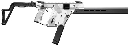 [810172122185] Kriss USA KV103CAD00 Vector CRB Gen3 10mm Auto 33+1 16" Black Nitride Threaded Barrel, Arctic Delta Cerakote Receiver w/Picatinny Rail, M-LOK Handguard, Adjustable Folding Black Stock, White Polymer G