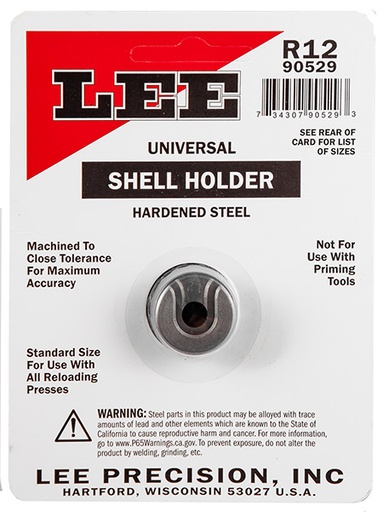 [734307905293] Lee Precision 90529 Shell Holder Universal #12R 6 PPC / 22 PPC / 7.62x39