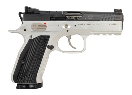 [806703861562] CZ-USA 86156 Shadow 2  Compact Frame 9mm Luger 15+1 4" Stainless Black Optic Ready/Serrated Slide, Silver Aluminum Frame w/Beavertail  &  Picatinny Rail, Black Duralumin Grip