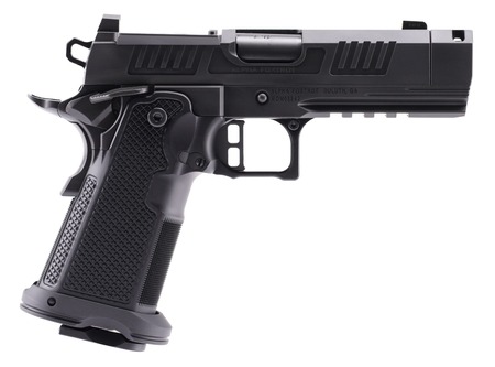[810100536992] Alpha Foxtrot AA47X1QIG-XDBK19 AF1911 Romulus 9mm Luger 20+1 3.50" Black DLC Stainless Steel Threaded Compensated Barrel, Optic Ready/Serrated Slide  &  Frame w/Beavertail  &  Picatinny Rail, Aluminum Gri