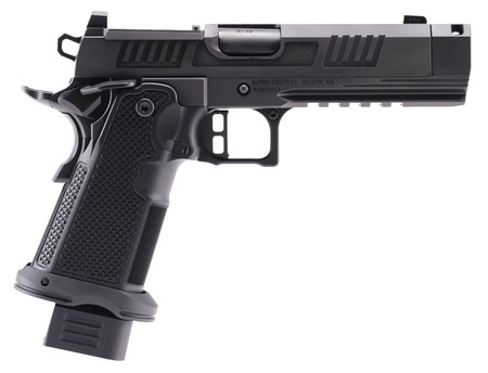 [810100537159] Alpha Foxtrot AA47X1CIG-XDBK19 AF1911 Romulus 9mm Luger 20+1 4.25" Black DLC Stainless Steel Threaded Compensated Barrel, Optic Ready/Serrated Slide  &  Frame w/Beavertail  &  Picatinny Rail, Aluminum Gri