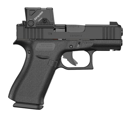 [764503065156] Glock UX4350B01FRMOS8A4 G43X MOS8 w/Aimpoint Slim Sub-Compact Frame 9mm Luger 10+1 3.41" Black GMB Barrel, Black Steel Serrated w/Optic Slide, Black Polymer Frame w/Accessory Rail, Aimpoint COA 3.5 MO