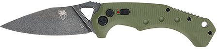 [753389274547] CobraTec Knives ODGAFRYK Ryker  3.75" Folding Plain Black Stonewashed D2 Steel Blade, 5" OD Green Textured G10 Handle