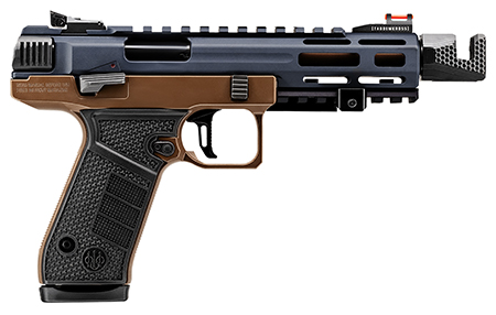 [082442971544] Beretta USA JB22TACMET15MY1 B Series  Full Size Frame 22 LR 15+1 5.25" Threaded Compensator Barrel w/M-LOK Barrel Shroud, Gray Cerakote Slide w/Picatinny Rail, Bronze Cerakote Metal Frame w/Picatinny