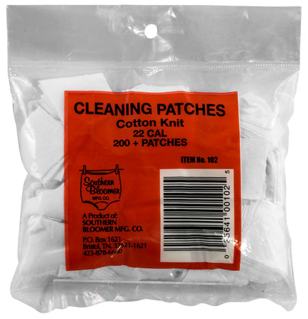 [025641001025] Southern Bloomer 102 Cleaning Patches .22 Cal Cotton 200 Per Pack