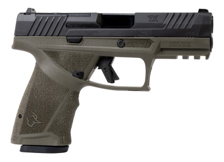[725327638759] Taurus  TX 9  Compact 9mm Luger 15+1 4" Black Barrel, OD Green Alloy Steel Optic Ready/Serrated Slide, Black Stainless Steel Frame w/Picatinny Rail, Interchangeable Backstrap Grip