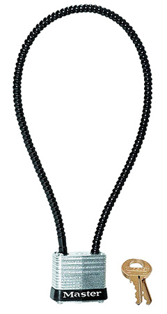 [071649214301] Master Lock 107DSPT Cable Lock Keyed Different Open With Key Silver Steel Firearm Fit- Universal 14"