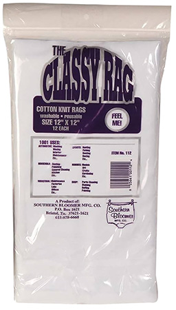 [025641001124] Southern Bloomer 112 Cleaning Patches  Cotton 12" x 12" 12 Per Bag