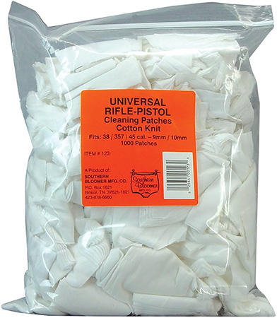 [025641001230] Southern Bloomer 123 Cleaning Patches  Multi-Caliber Cotton 1000 Per Bag