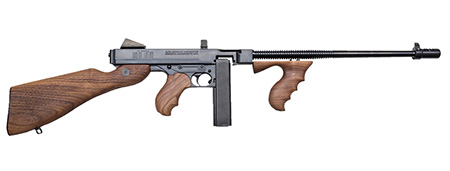 [602686212007] Thompson T5 1927A-1 Lightweight Deluxe 45 ACP Caliber with 16.50" Barrel, 20+1 Capacity (Stick), Blued Metal Finish, Walnut Wood Stock Grip Right Hand