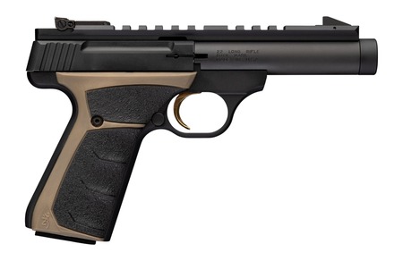 [023614872078] Browning 051614490 Buck Mark Field Target 22 LR 10+1 4.40" Matte Black Bull Threaded Barrel, Picatinny Rail Receiver, Matte Black FDE w/Black Overmold Grip