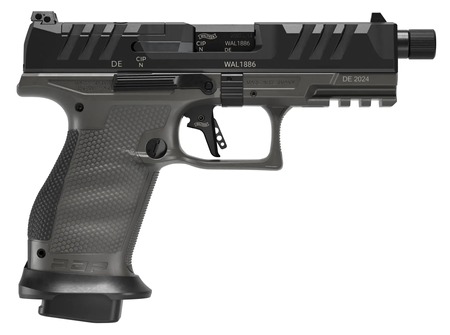 [723364230592] Walther Arms 2871947 PDP Pro SD Compact 9mm Luger 10+1 4.60" Black Threaded Barrel, Black Optic Ready/Serrated Slide, Tungsten Gray Polymer Frame w/Picatinny Rail, Textured Polymer Grip