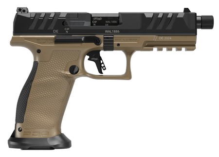 [723364230608] Walther Arms 2871955 PDP Pro SD Full Size 9mm Luger 10+1 5.10" Black Threaded Barrel, Black Optic Ready/Serrated Slide, Flat Dark Earth Polymer Frame w/Picatinny Rail, Textured Polymer Grip