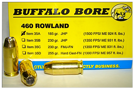 [651815035017] Buffalo Bore Ammunition 35A20 Personal Defense Strictly Business 460Rowland 185gr Jacket Hollow Point 20 Per Box/12 Case
