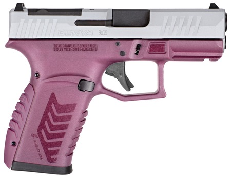 [850067243502] Derya Firearms DY9Z.BCS.TR DY9Z  Sports South Exclusive Micro-Compact 9mm Luger 15+1 3.50" Black Barrel, Silver Optic Ready/Serrated Slide, Black Cherry Polymer Frame w/Accessory Rail, Interchangeable