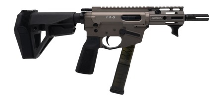 [810165560116] Freedom Ordance FX9P4E-FDE FX9P Elite 9mm Luger 4" Black Nitride Threaded Barrel, Flat Dark Earth Anodized Aluminum Receiver w/Picatinny Rail, M-LOK Handguard, Black Polymer SB Tactical SBA5 Brace, Bl